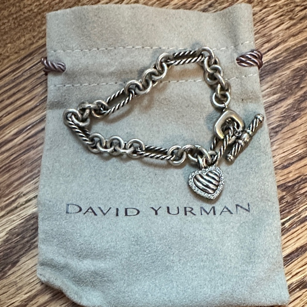 David Yurman Twisted Silver Heart Bracelet